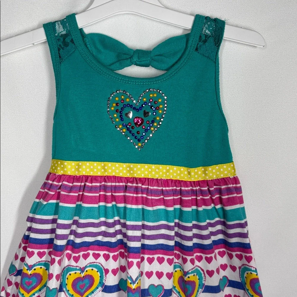 💜3/$15 RMLA Toddlers Colorful Heart Patterned Dress -Size 3T - Picture 2 of 9